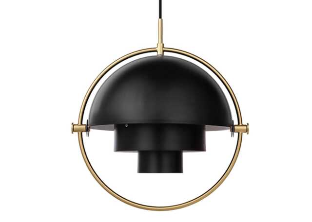 Gubi Multi Lite Pendant Brass Base Charcoal Black Shade