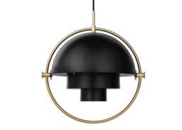 Gubi Multi Lite Pendant Brass Base Charcoal Black Shade