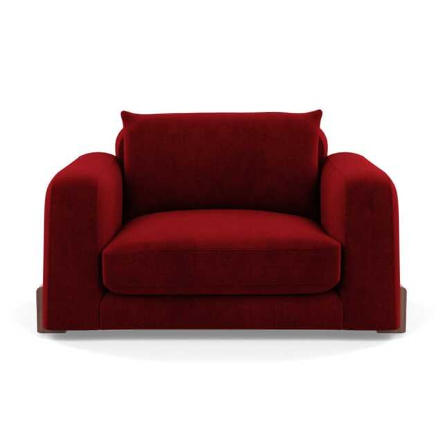 Heal's Nuvola Loveseat Smart Luxe Velvet Mulberry Walnut Stained Feet