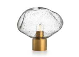 Hadeland Glassverk Crystal Stone Table Lamp Clear Soda & Brass