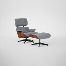Vitra Eames Lounge Chair & Ottoman Santos Palisander Contemporary Nubia 08 Ivory Dark Blue Black Base 05