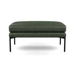 Heal's Matera Large Ottoman Leather Stonewash Vintage Green 278 Black Feet