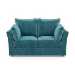 Heal's Tailor 2 Seater Sofa Smart Luxe Velvet Airforce Blue Natural Beech Feet