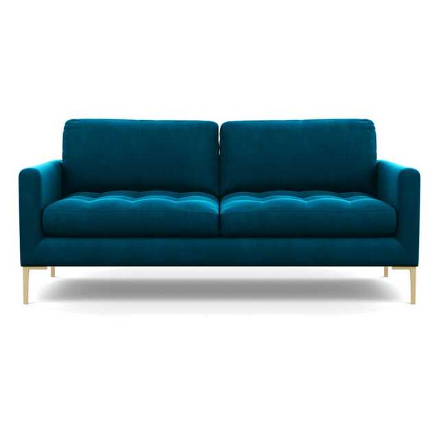 Heal's Eton 3 Seater Sofa Velvet Teal Brass Feet