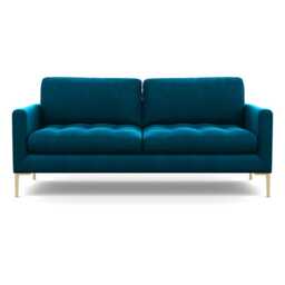 Heal's Eton 3 Seater Sofa Velvet Teal Brass Feet