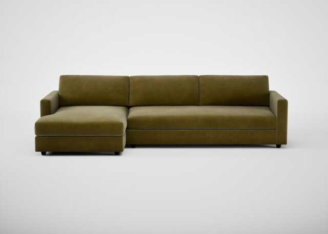 Heal's Nimbus II Chaise Sofa LHF Smart Luxe Velvet Peridot Black Feet
