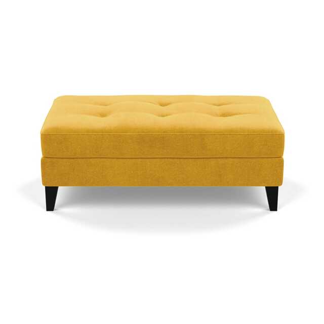 Heal's Mistral Footstool Smart Luxe Velvet Canary Black Feet