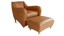 Scp Balzac Chair & Footstool Utah Russet Leather Natural Filling