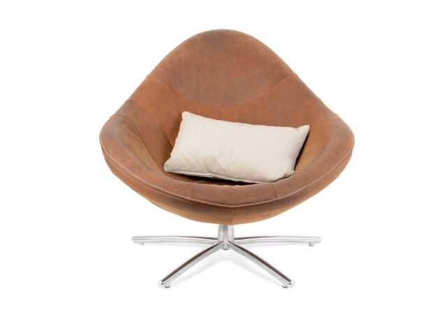 Heal's Hidde Swivel Armchair in Brown Yak Leather