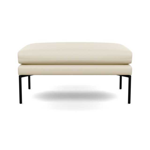 Heal's Matera Large Ottoman Leather Grain Storm 006 Black Feet