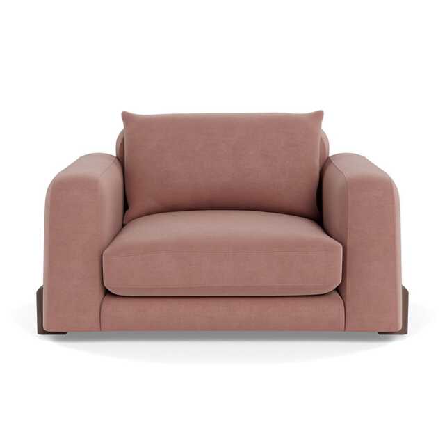 Heal's Nuvola Loveseat Smart Luxe Velvet Dusky Pink Walnut Stained Oak Feet - image 1