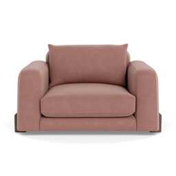 Heal's Nuvola Loveseat Smart Luxe Velvet Dusky Pink Walnut Stained Oak Feet