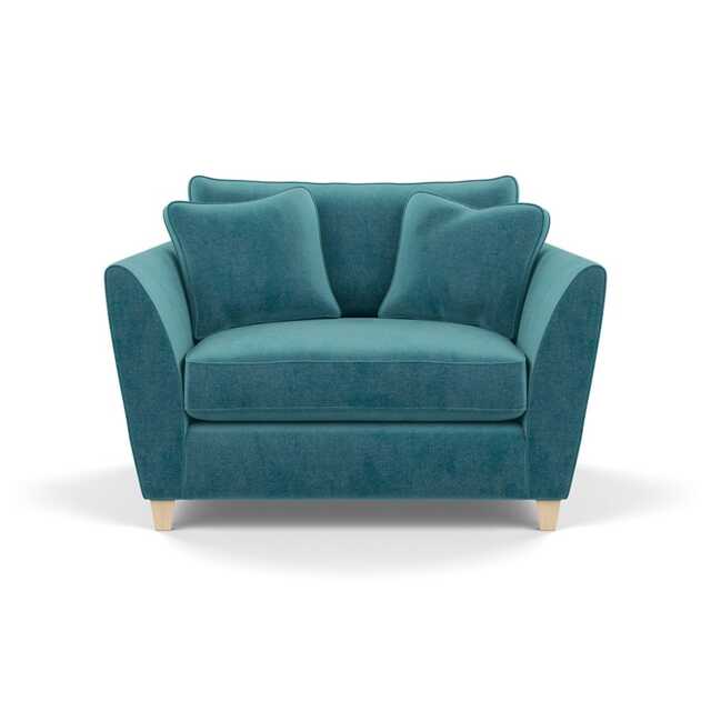 Heal's Torino Loveseat Smart Luxe Velvet Airforce Blue Natural Feet