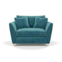 Heal's Torino Loveseat Smart Luxe Velvet Airforce Blue Natural Feet