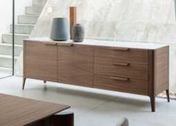 Porada Atlante 3 Sideboard Walnut & Emperador Marble - thumbnail 2