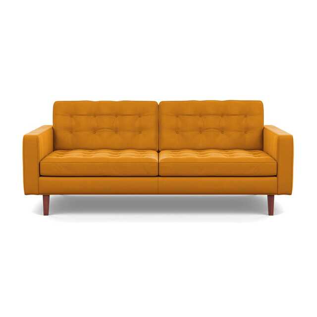 Heal's Hepburn 3 Seater Nobilis Velvet Mustard Walnut Feet - image 1