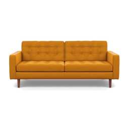 Heal's Hepburn 3 Seater Nobilis Velvet Mustard Walnut Feet - thumbnail 1