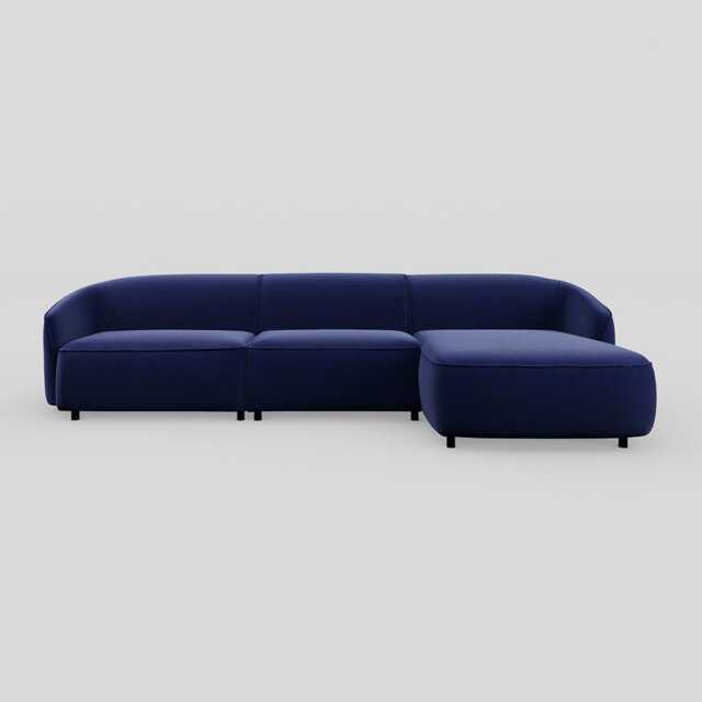 Heal's Aurelie Large Chaise Sofa RHF Smart Luxe Velvet Midnight