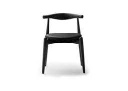 Carl Hansen & Son CH20 Dining Chair Black Painted Oak Thor Leather 301 Seat