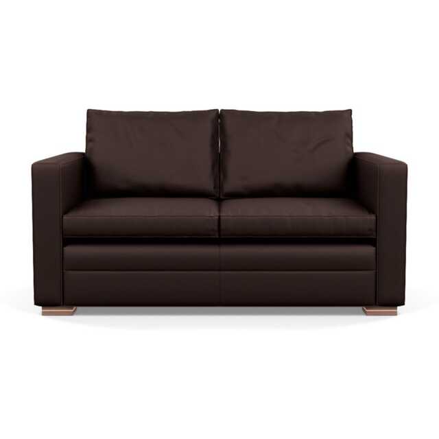 Heal's Palermo 2 Seater Sofa Leather Grain Chocolate 066 Brass and Walnut Feet