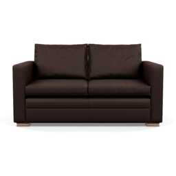 Heal's Palermo 2 Seater Sofa Leather Grain Chocolate 066 Brass and Walnut Feet
