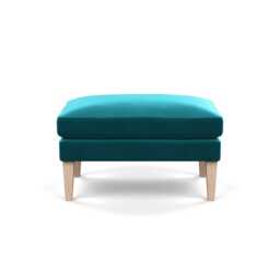 Heal's Wallis Ottoman Smart Velvet Petrol Natural Oak Feet