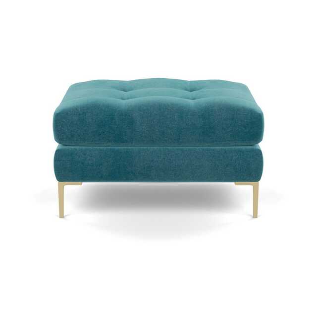 Heal's Eton Footstool Smart Luxe Velvet Airforce Blue Brass Feet