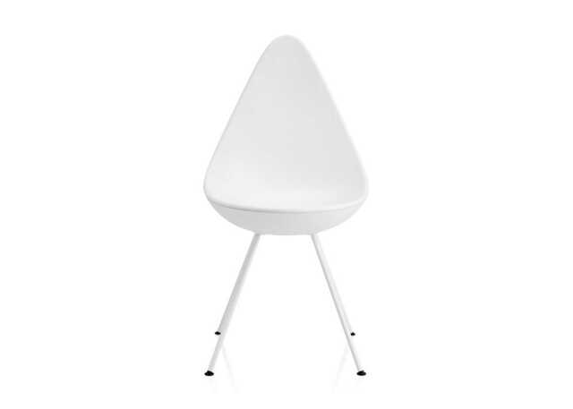 Fritz Hansen Drop Side Chair White Powder Coated Legs