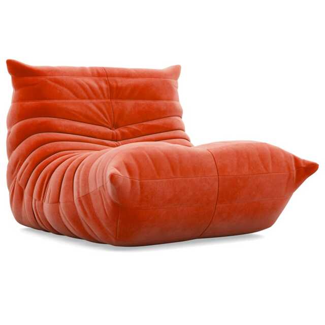 Ligne Roset Togo Fireside Chair Alcantara Orange