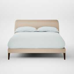 Heal's Wallis Bed Double Smart Cotton Linen Rice Walnut Stained Feet