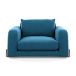 Heal's Nuvola Loveseat Smart Velvet Ocean Walnut Stained Feet