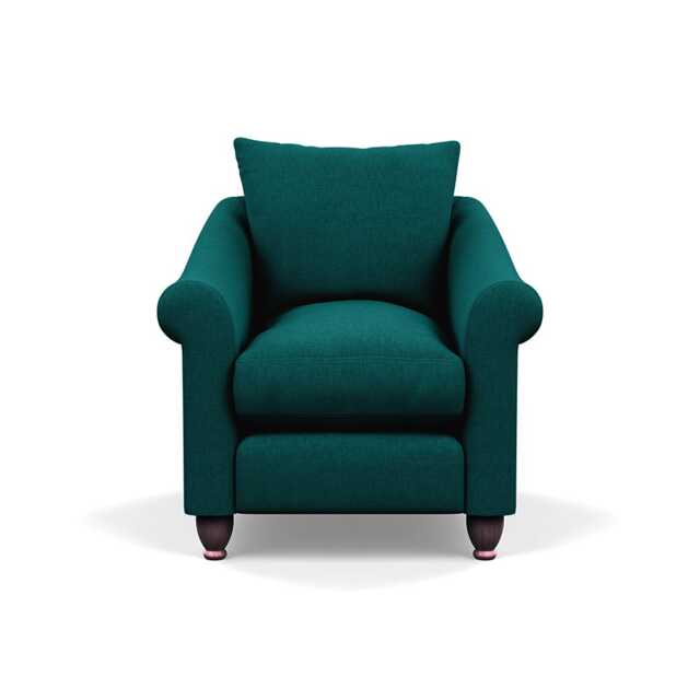 Heal's Devon Armchair Brushed Cotton Pine Walnut Stained Feet