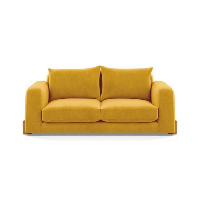 Heal's Nuvola 3 Seater Sofa Smart Luxe Velvet Canary Natural Oak Feet