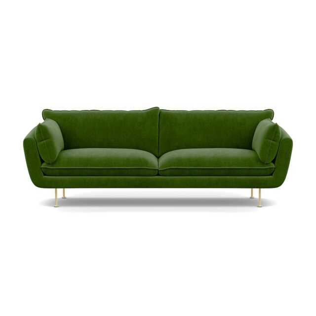 Heal's Allora 4 Seater Sofa Smart Luxe Velvet Grass Brass Feet