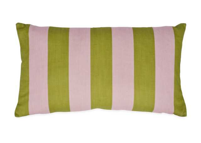 Heal's Cabana Stripe Printed Cushion Pink & Green Rectangle