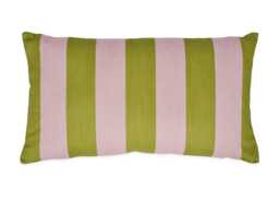 Heal's Cabana Stripe Printed Cushion Pink & Green Rectangle
