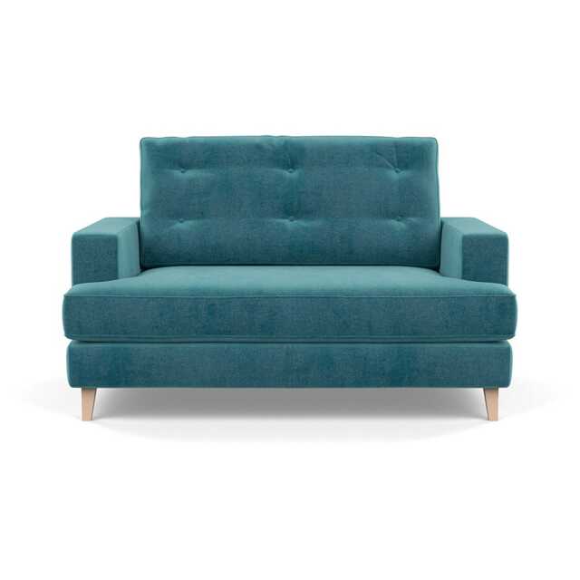 Heal's Mistral Loveseat Smart Luxe Velvet Airforce Blue Natural Feet
