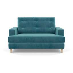 Heal's Mistral Loveseat Smart Luxe Velvet Airforce Blue Natural Feet