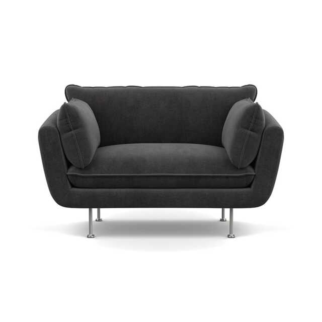 Heal's Allora Loveseat Smart Luxe Velvet Nickel Stainless Steel Feet