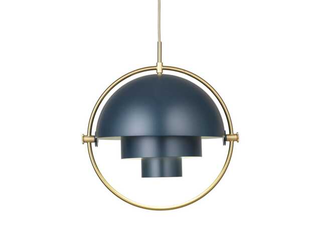 Gubi Multi-Lite Pendant Light Brass Frame Midnight Shade