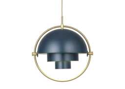 Gubi Multi-Lite Pendant Light Brass Frame Midnight Shade