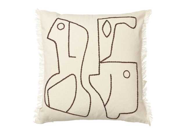 ferm LIVING Figure Cushion Off-white & Coffee 50 x 50cm