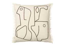ferm LIVING Figure Cushion Off-white & Coffee 50 x 50cm