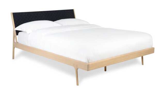 Gazzda Fawn Super King Bed Oak Black Webbing With Slats