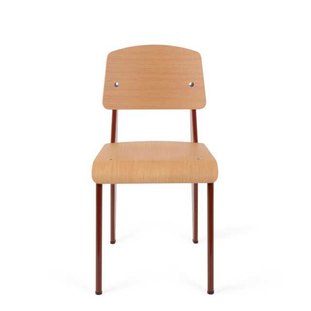 Vitra Standard Chair, Oak Seat Red Base