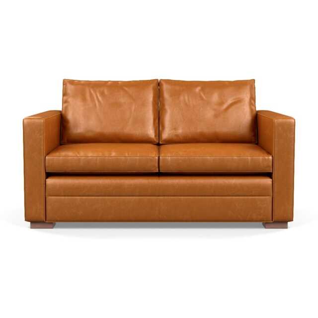 Heal's Palermo 2 Seater Sofa Stonewash Leather Toffee 277 Walnut Feet