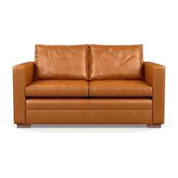 Heal's Palermo 2 Seater Sofa Stonewash Leather Toffee 277 Walnut Feet
