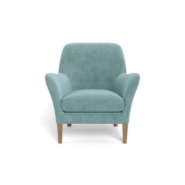 Heal's Wallis Armchair Smart Luxe Velvet Mineral Blue Stained Oak Feet