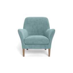 Heal's Wallis Armchair Smart Luxe Velvet Mineral Blue Stained Oak Feet