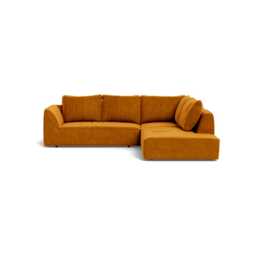 Heal's Morven Right Hand Facing Large Corner Sofa Smart Luxe Velvet Cognac